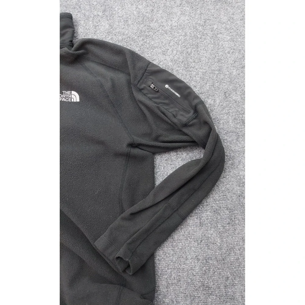 North Face Fleece Pullover‎ Mens Large Black Flashdry 1/4 Zip Outdoor Zip Pocket